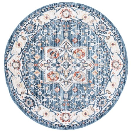 Safavieh 6 x 6 ft. Olympia 202N Power Loomed Round Area Rug; Blue & Ivory OPA202N-6R